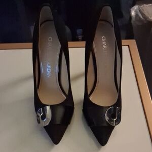 Charles Jourdan Black Heels with Silver Detail